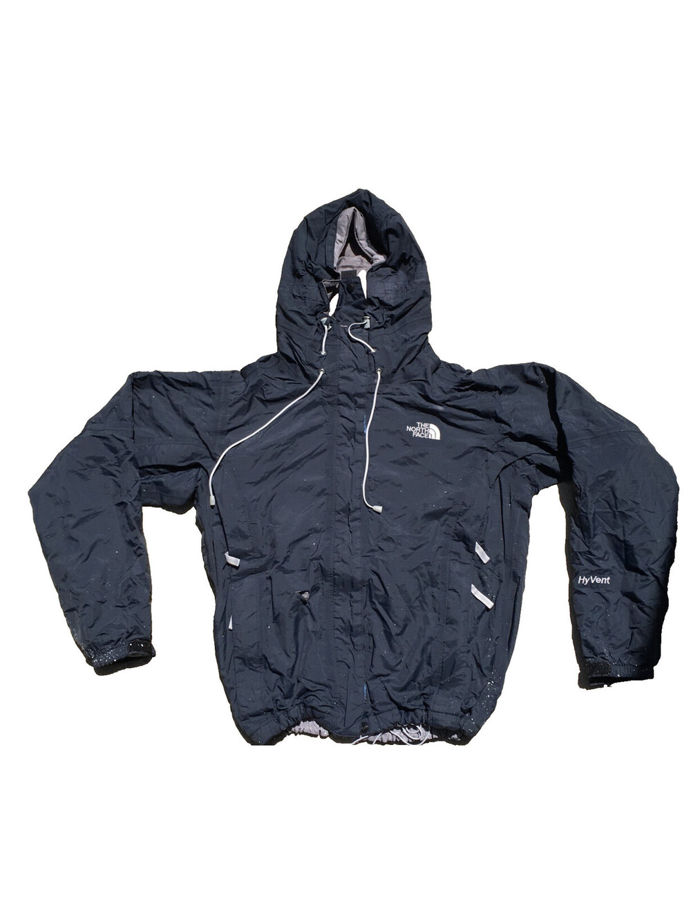 The North Face Hyvent Mesh Nylon Jacket Hoodie Womens  MED BLUE  MESSY FLAKES